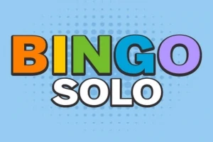 Mavi bir arka plan üzerinde, BINGO SOLO yazısı renkli ve büyük harflerle yer alıyor