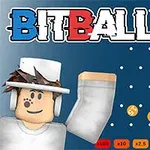 Mavi arka planda beyaz ve turuncu toplarla çevrili, beyaz şapka takan bir karakter ve üstte BITBALL yazısı