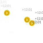 Beyaz arka planda sarı Bitcoin simgeleri ve çeşitli sayısal değerler
