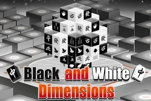 Siyah ve beyaz küplerden oluşan bir yapının önünde, Black and White Dimensions yazılı metin