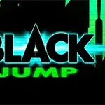 Yeşil ve siyah renklerde, neon ışık efektine sahip BLACK JUMP yazısı