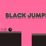 Pembe arka plan üzerinde büyük harflerle Black Jumper yazısının üstünde duran siyah bir top