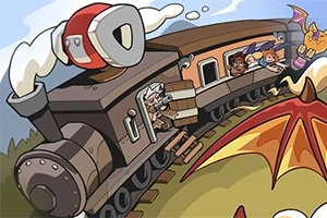 Buharlı bir tren raylarda ilerliyor, bir grup insan ve bir yarasa benzeri yaratık pencere kenarından dışarı bakıyor
