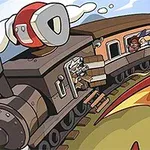 Buharlı bir tren raylarda ilerliyor, bir grup insan ve bir yarasa benzeri yaratık pencere kenarından dışarı bakıyor