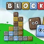 Gözleri olan sevimli bloklar ve renkli BLOCKS yazısı