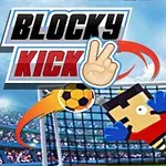 Bloklu bir futbolcu figürü, bir kurtarış yaparken kalenin önünde zıplıyor ve bir futbol topu yanından geçiyor