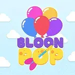 Renkli balonlar ve BLOON POP yazısının yer aldığı bulutlu bir arka plan