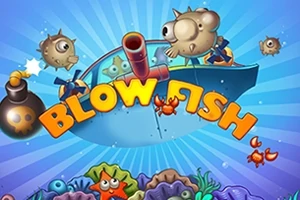 Blowfish karakterleri ve denizaltı temalı renkli bir sahne