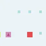 Farklı renklerde kare ve dikdörtgenlerin yer aldığı basit bir geometrik düzenleme