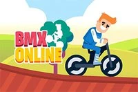Bu eğlenceli BMX oyununda çevrimiçi olarak iki oyuncuya karşı yarış