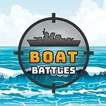 Dalgalarla çevrili deniz ortasında bir savaş gemisi ve üstünde Boat Battles yazısı