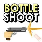Bir el, tabanca ile şişeyi vururken ve Bottle Shoot yazısı göze çarpıyor