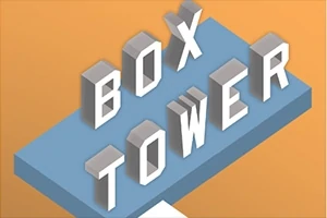 Mavi bir platform üzerinde 3D beyaz harflerle BOX TOWER yazısı