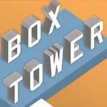 Mavi bir platform üzerinde 3D beyaz harflerle BOX TOWER yazısı