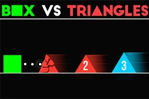 Yeşil bir kutu, kırmızı ve mavi üçgenlere karşı sıralanmış ve üstte BOX VS TRIANGLES yazısı bulunuyor