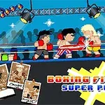 Boks ringinde piksel tarzı iki boksör dövüşürken arkada seyirci ve ışıklandırmalar