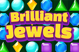 Renkli, parlak mücevherlerin ve Brilliant Jewels yazısının olduğu görsel