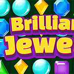 Renkli, parlak mücevherlerin ve Brilliant Jewels yazısının olduğu görsel