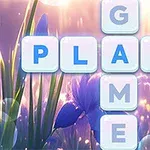 Büyülü bir arka planın önünde PLAY ve GAME harfleriyle oluşturulmuş bir kelime bulmacası, bir el dokunma hareketi yapıyor