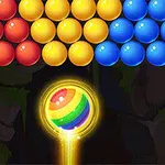 Renkli topların alt kısmında parlayan gökkuşağı desenli bir top