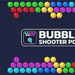 Renkli baloncukların dizildiği ve ortasında Bubble Shooter Pop metni bulunan bir ekran