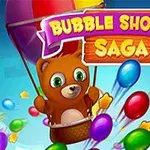 Sevimli bir ayıcık, balonlarla çevrili bir sıcak hava balonunda uçuyor