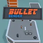 Üstünde Bullet Bender yazan bir tabela, çatıda duran üç karakter ve çevresinde binaların olduğu bir sahne