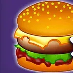 Büyük çizgi film tarzı bir hamburger üzerinde bir el simgesi