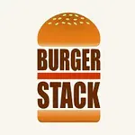 Üstte susamlı hamburger ekmeği görseli, ortasında BURGER STACK yazısı