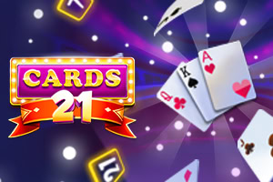 Cards 21 yazısı ve etrafa dağılmış iskambil kartları