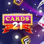 Cards 21 yazısı ve etrafa dağılmış iskambil kartları