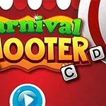 Carnival Shooter Yeşil ve sarı renkte Carnival Shooter yazısı, üst kısmında ördek resmi ve etrafında ABCD harfleri bulunan kırmızı arka plan üzerine yerleştirilmiş