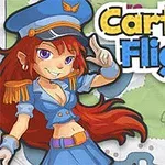 Mavi üniformalı bir kadın karakter, elini şapkasına götürmüş şekilde dururken yanında Cartoon Flight yazısı ve bir cetvel yer alıyor