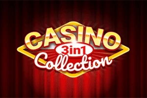 Kırmızı arka plan üzerinde Casino 3 in 1 Collection yazısı