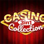 Kırmızı arka plan üzerinde Casino 3 in 1 Collection yazısı