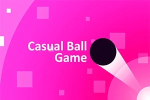 Pembe arka plan üzerinde, hareket eden beyaz çizgili siyah bir top ve Casual Ball Game metni