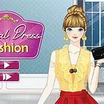 Sarı bluz ve kırmızı etek giyen, elinde siyah çanta tutan bir kadın karakter, yanında Casual Dress Fashion yazılı pembe bir panel