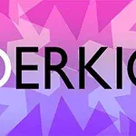 Renkli geometrik arka plana sahip OERKIO yazısı
