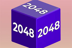 Mor bir küpün üç yüzeyinde beyaz renkle yazılmış 2048 sayısı