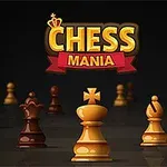 Satrancın çeşitli taşları ve Chess Mania yazısı