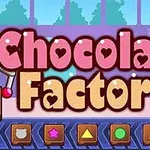 Renkli ve eğlenceli bir tasarımla Chocolate Factory yazılı bir arka plan, altında çeşitli sembollerle süslenmiş bir kontrol paneli