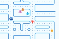 Bu retro piksel arcade pac oyununda olabildiğince çok parça ye