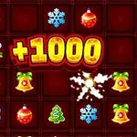 Kırmızı kare zemin üzerinde çaydanlık, kar tanesi, Noel süsü ve çan gibi semboller ile +1000 yazısı