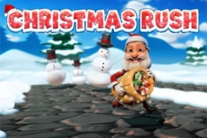 Karda hediye çuvalı taşıyan Noel Baba ve arkada kardan adamlar