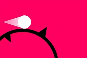 Pembe arka plan üzerinde siyah dairesel bir şeklin üzerinde duran beyaz top