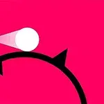 Pembe arka plan üzerinde siyah dairesel bir şeklin üzerinde duran beyaz top
