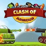 Yeşil tanklar ateş ederken ve Clash of Armour yazısı üstte yer alıyor