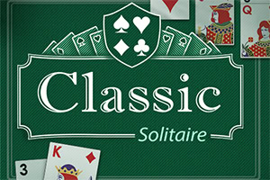 Yeşil arka plan üzerinde iskambil kartları ve Classic Solitaire yazısı