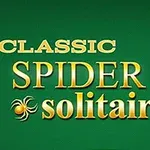 Yeşil arka plan üzerinde Classic Spider Solitaire yazısı ve dört iskambil kartı