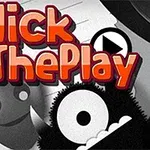 Kırmızı ve beyaz renklerde Click the Play yazısı, çeşitli gülümseyen çizgi yüzler ve bir oyun oynatma butonuyla birlikte gösteriliyor